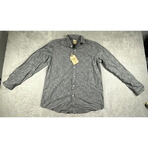 True Craft Men's Long Sleeve Button-Down Stone Washed Shirt Charcoal Gray XL